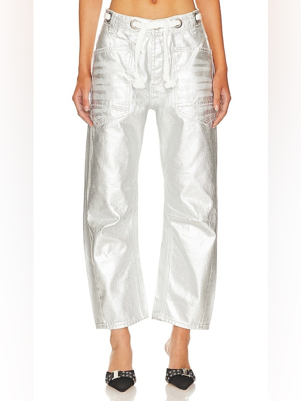 Free People Silver Metallic Low Slung Moxies